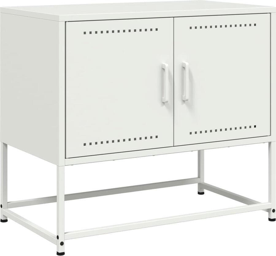 VidaXL Tv-meubel staal wit 68 5x39x60 5 cm Tv-meubel Salontafel Televisiescherm Standaard Modern Tv-meubel Minimalistische Tv-kast