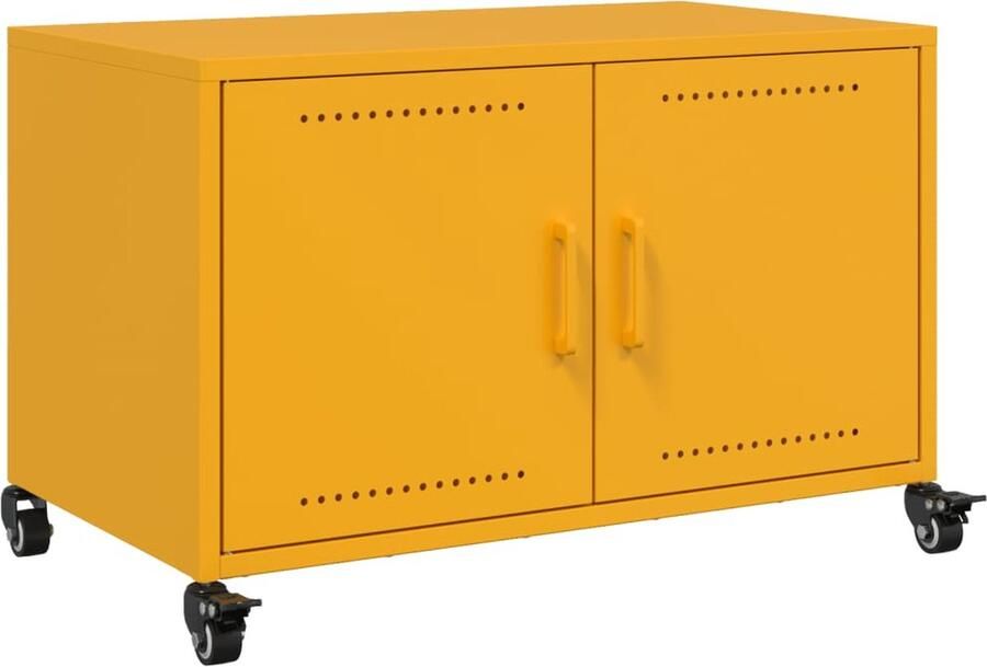 VidaXL Mosterdgeel Stalen Tv-meubel 68x39x43 5 cm Tv-meubel Salontafel Mustardkleur Stalen Tv-kast Modern Tv-meubel - Foto 2