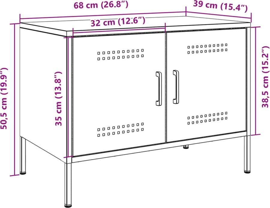 VidaXL Tv-meubel 68x39x50 5 cm staal antracietkleurig - Foto 4