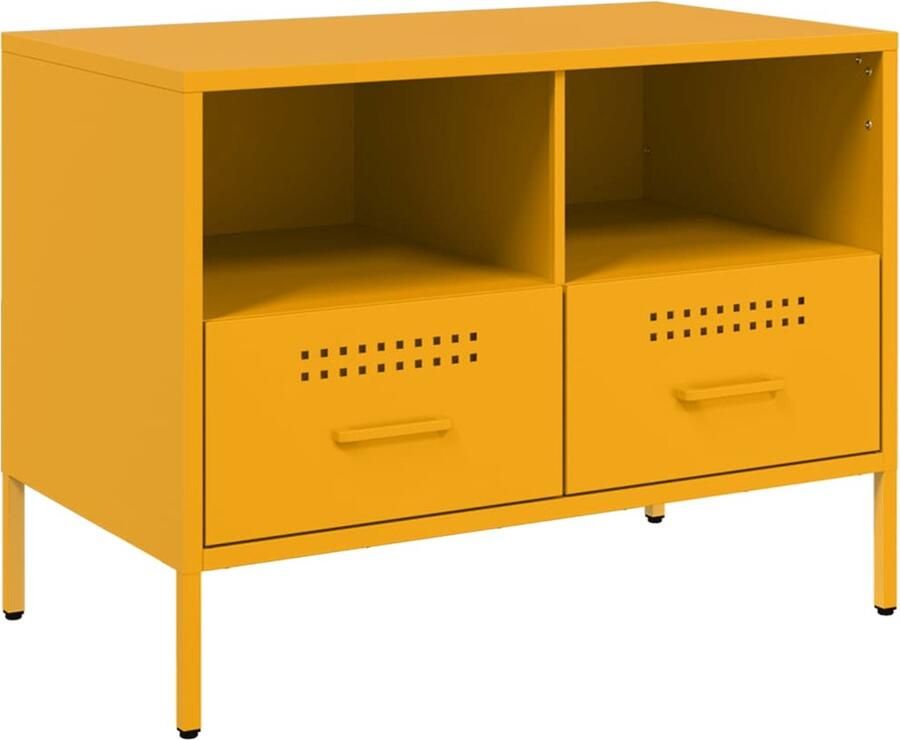 VidaXL Tv-meubel 68x39x50 5 cm koudgewalst staal mosterdgeel