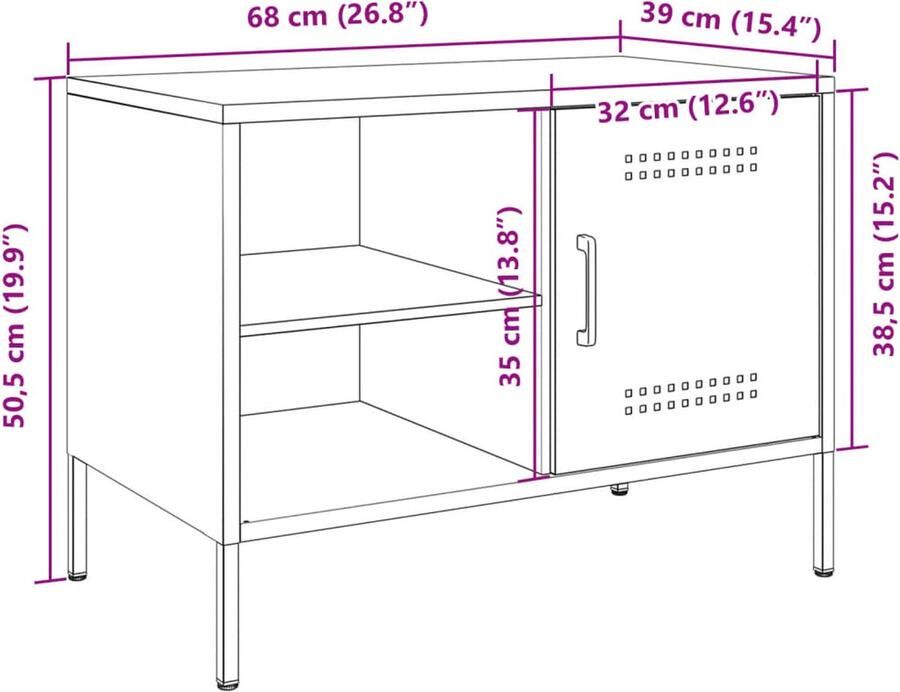 VidaXL Tv-meubel 68x39x50 5 cm staal olijfgroen - Foto 2