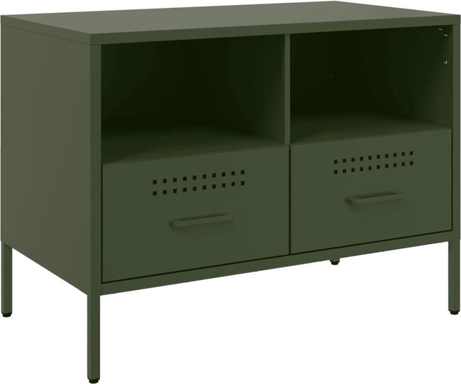 VidaXL Tv-meubel 68x39x50 5 cm koudgewalst staal olijfgroen