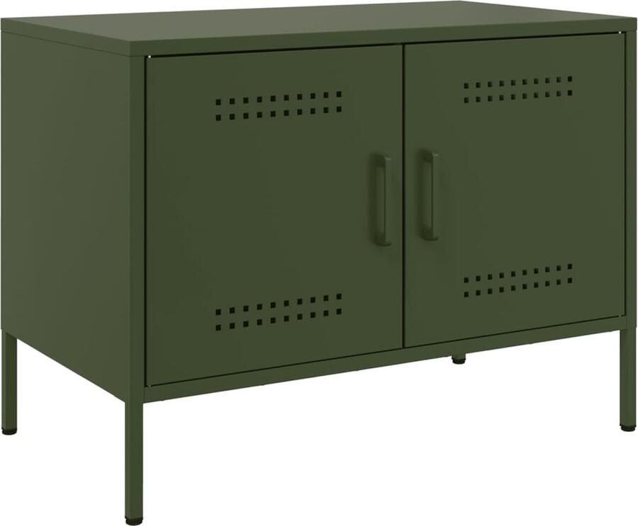 VidaXL Tv-meubel 68x39x50 5 cm staal olijfgroen