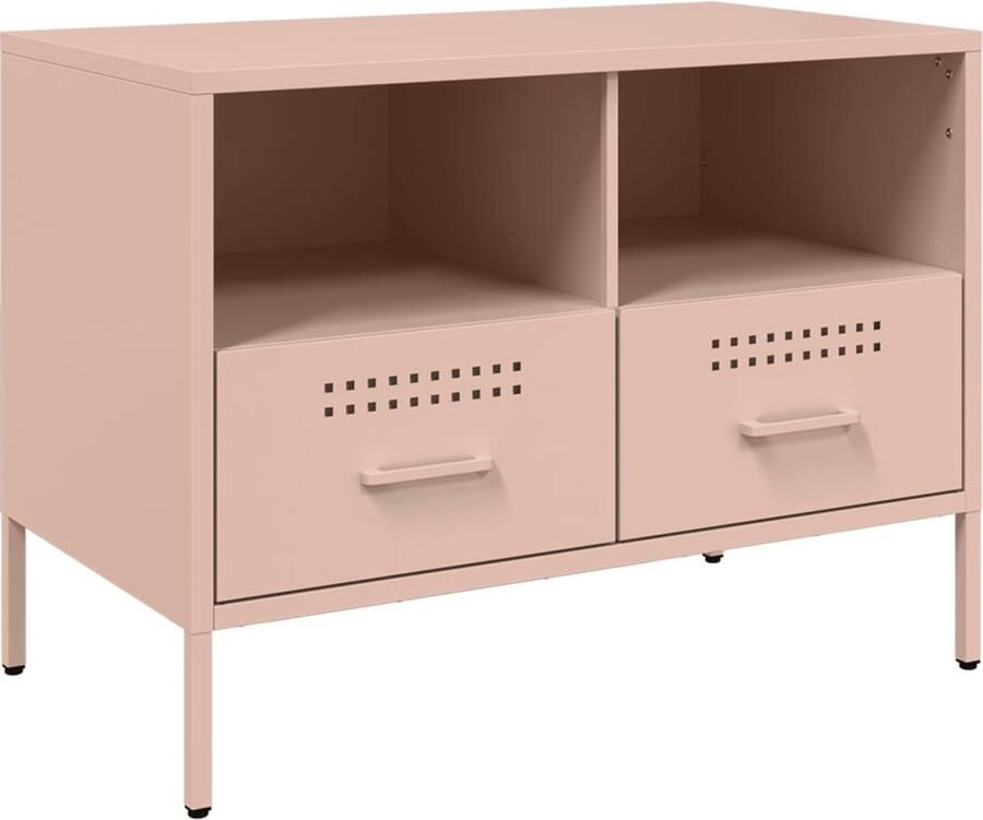VidaXL Tv-meubel 68x39x50 5 cm koudgewalst staal roze