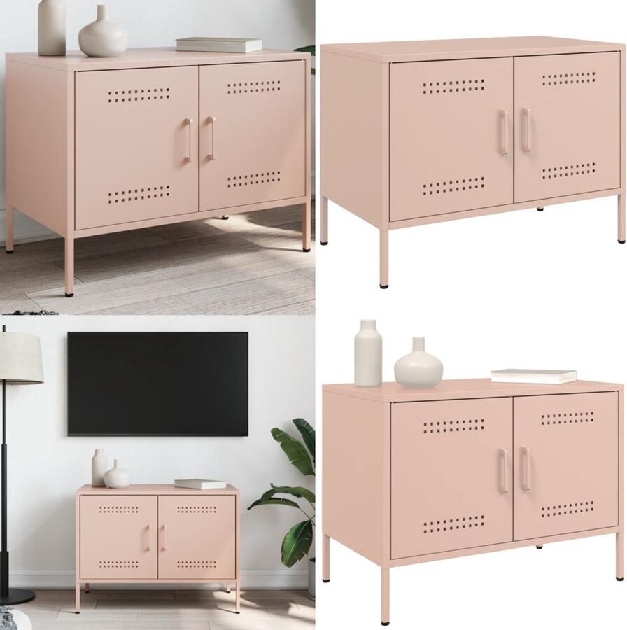 VidaXL Tv-meubel 68x39x50 5 cm staal roze Tv-meubel Tv-meubelen Tv Kast Opbergkast - Foto 2