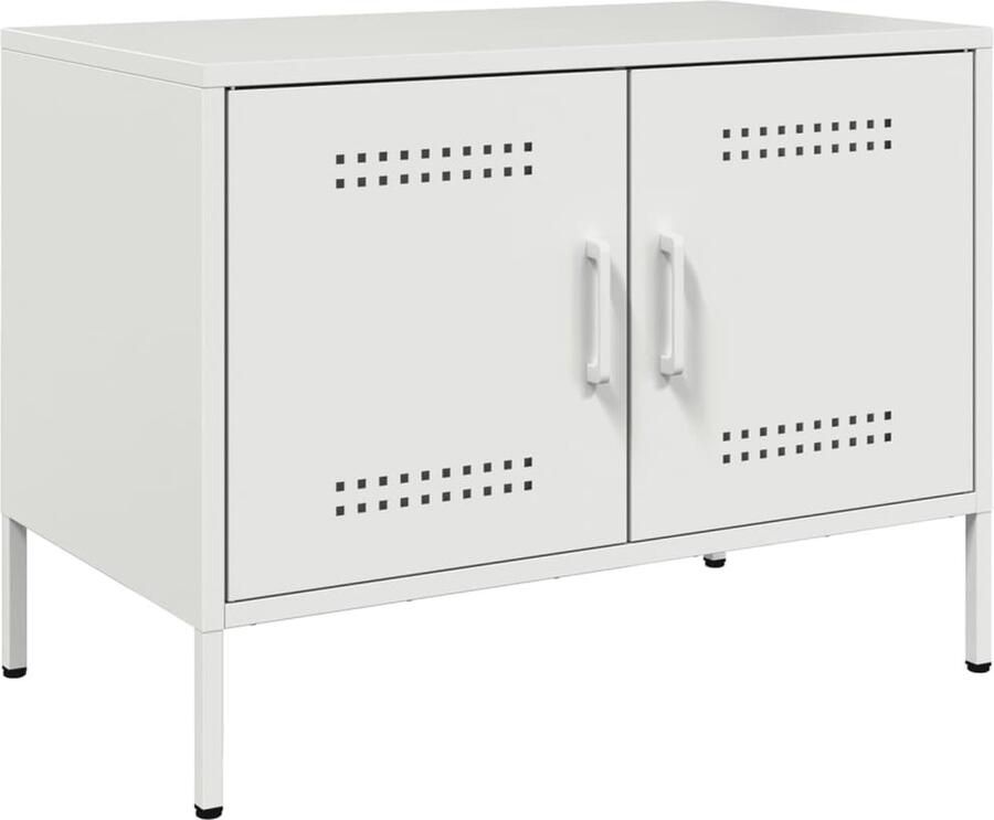 VidaXL Tv-meubel Staal Wit 68x39x50 5 cm Tv-meubel Tv-meubelen Tv Kast Opbergkast