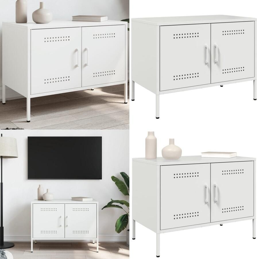 VidaXL Tv-meubel 68x39x50 5 cm staal wit Tv-meubel Tv-meubelen Tv Kast Opbergkast - Foto 2