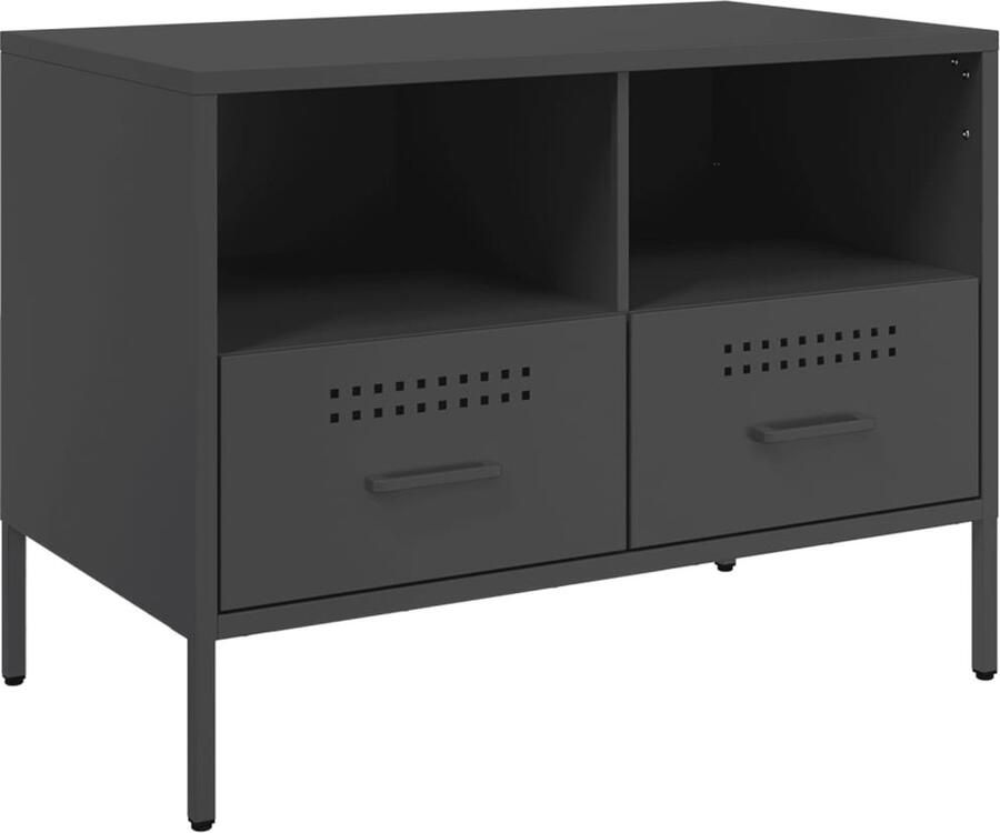 VidaXL Tv-meubel 68x39x50 5 cm koudgewalst staal zwart - Foto 2