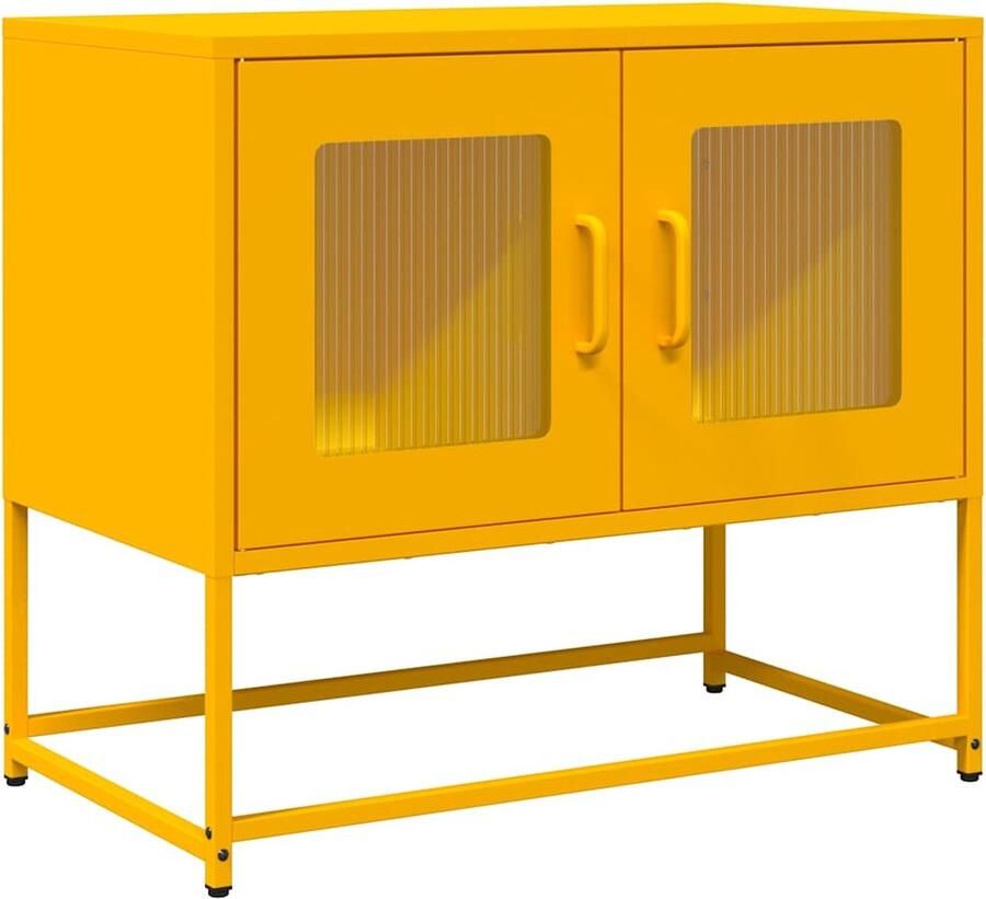 VidaXL Tv-meubel 68x39x60 5 cm koudgewalst staal mosterdgeel