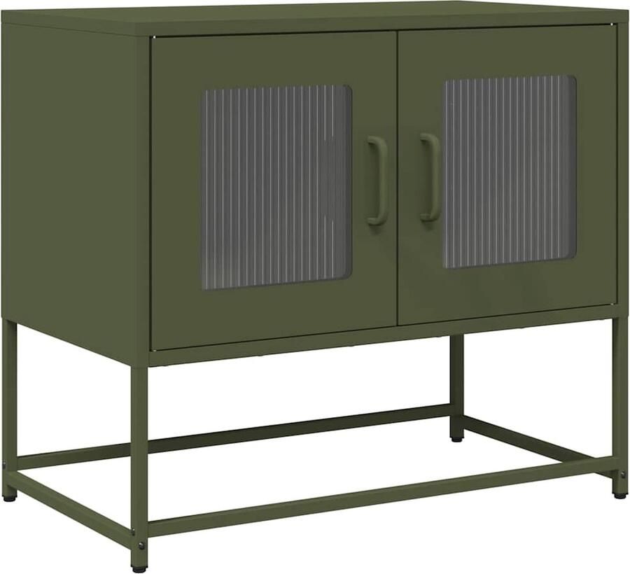 VidaXL Tv-meubel 68x39x60 5 cm koudgewalst staal olijfgroen