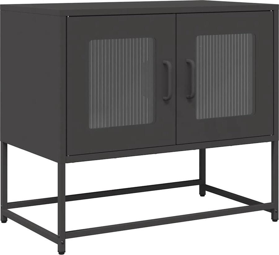 VidaXL Tv-meubel zwart staal 68x39x60 5 cm Tv-meubel Salontafel Stevige Tv-stand Industrieel Tv-meubel Zwart Tv-meubel