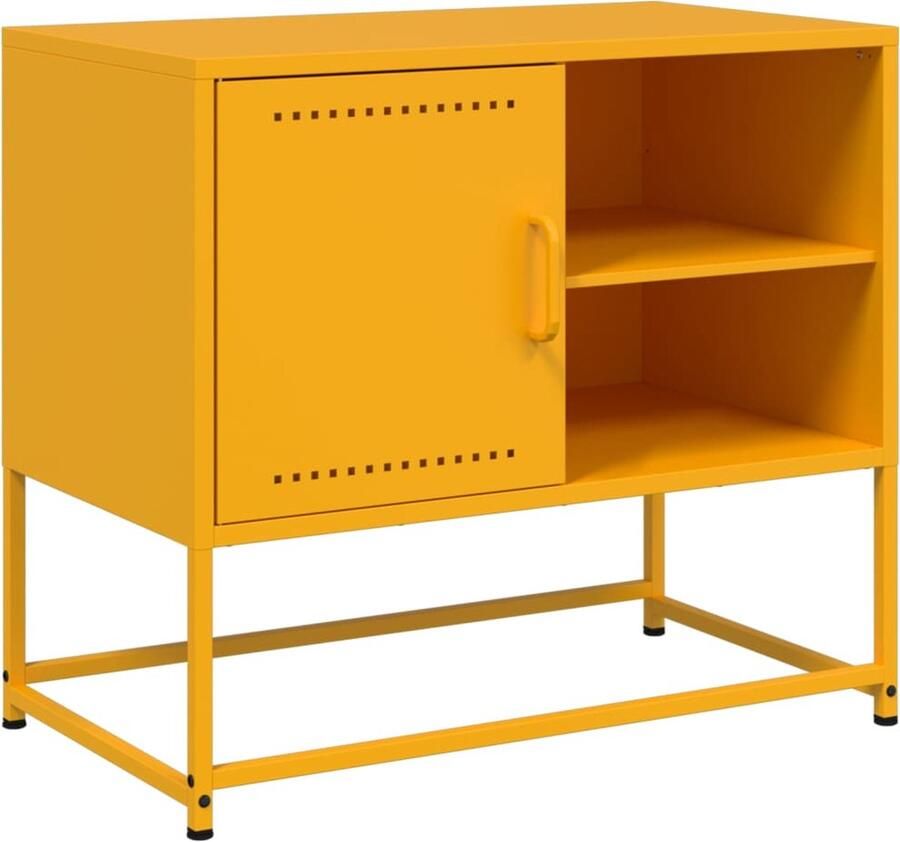 VidaXL Tv-meubel 68x39x60 5 cm staal mosterdgeel