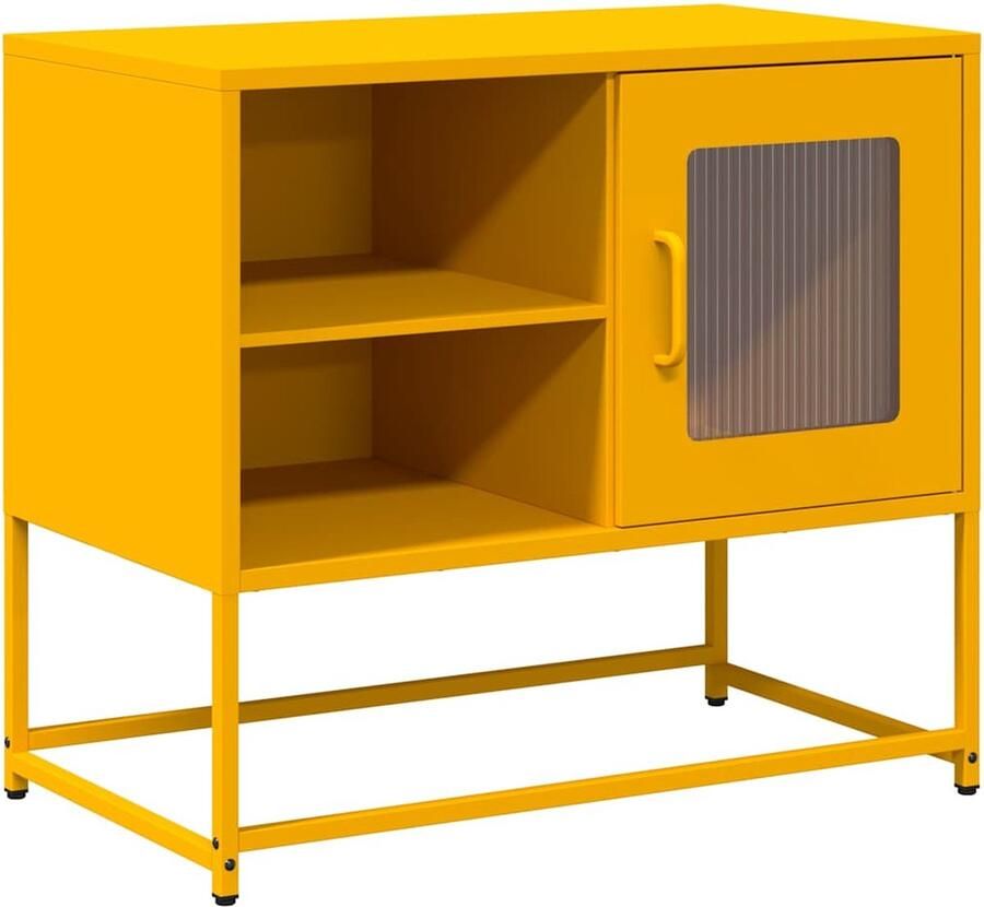 VidaXL Tv-meubel 68x39x60 5 cm staal mosterdgeel