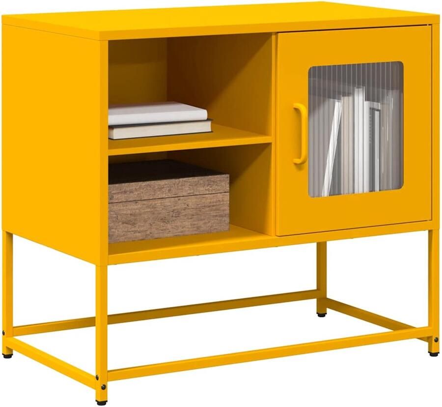 VidaXL Tv-meubel 68x39x60 5 cm Staal Mosterdgeel Tv Meubel Tv Kast Meubels Voor Televisie Mustard Geel