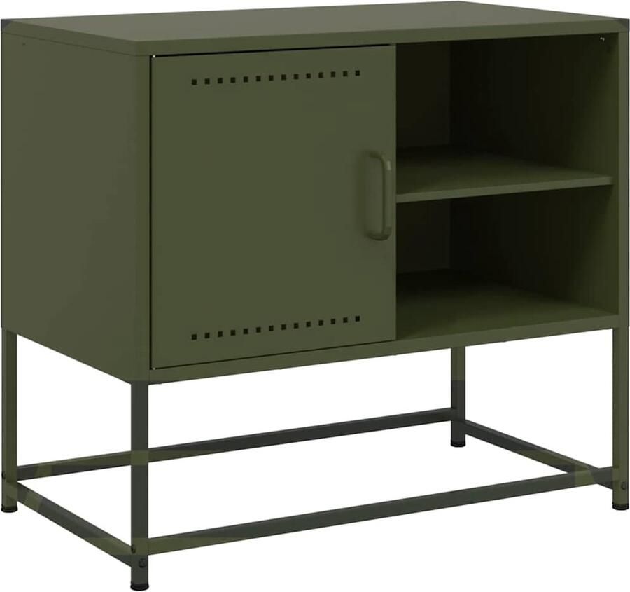 VidaXL Tv-meubel 68x39x60 5 cm staal olijfgroen
