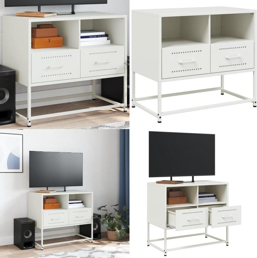 VidaXL Tv-meubel 68x39x60 5 cm staal wit Tv-meubel Tv-meubelen Tv Kast Opbergkast