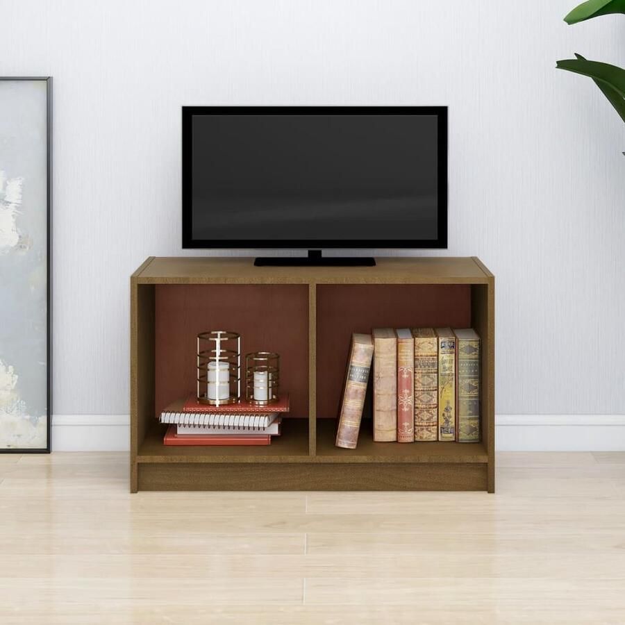 VidaXL Tv-meubel 70x33x42 cm Massief Grenenhout Tv-meubel Stereokast Salontafel Houten Kast Grenoble Hout Bruine Meubels Tv Stand Media Kast Opslagruimte Livingroom Furniture Woonkamerdecoratie - Foto 2
