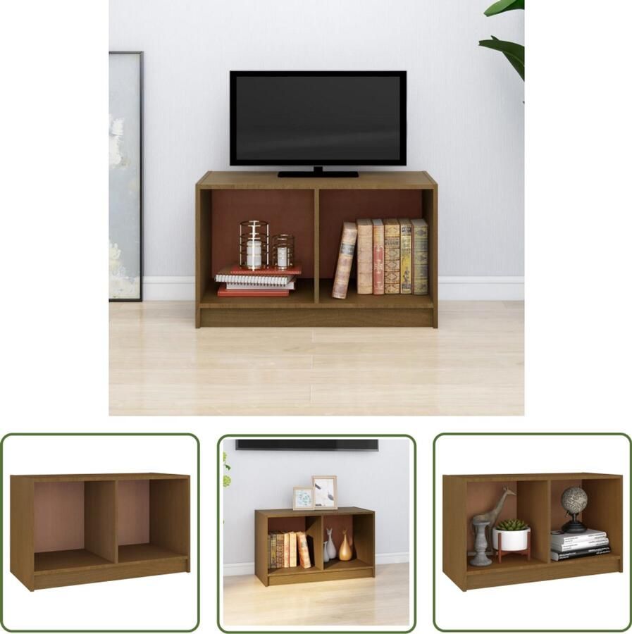 VidaXL Tv-meubel 70x33x42 cm Massief Grenenhout Tv-meubel Stereokast Salontafel Houten Kast Grenoble Hout Bruine Meubels Tv Stand Media Kast Opslagruimte Livingroom Furniture Woonkamerdecoratie