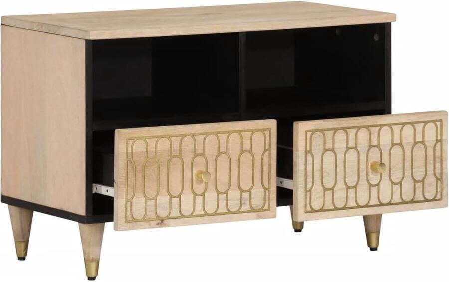 The Living Store Tv-meubel 70x33x46 cm massief mangohout Tv-meubel Mangohout Salontafel Kast Vintage - Foto 2