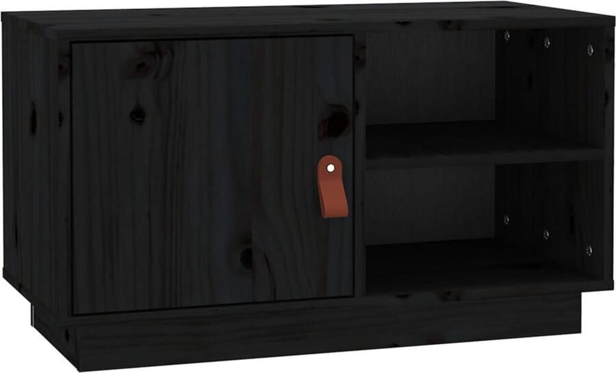 VidaXL Tv-meubel 70x34x40 cm Zwart Grenenhout Tv Kast Televisie Tafel Salontafel Woonkamer Meubilair Grenoblehouten Meubels Zwarte Tv Kast Modern Tv Meubel Minimalistisch Tv Meubel