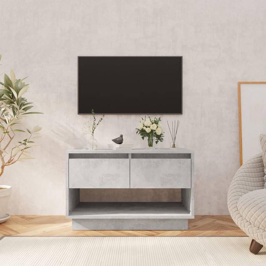 VidaXL Tv-meubel 70x41x44 cm Bewerkt hout Betongrijs Tv-meubel Televisiescherm Livingroom Meubilair Houten Tv-kast Grijze Tv-kast Media Kast Entertainment Center Bergruimte Decoratief Item Woonkamerdecoratie - Foto 2