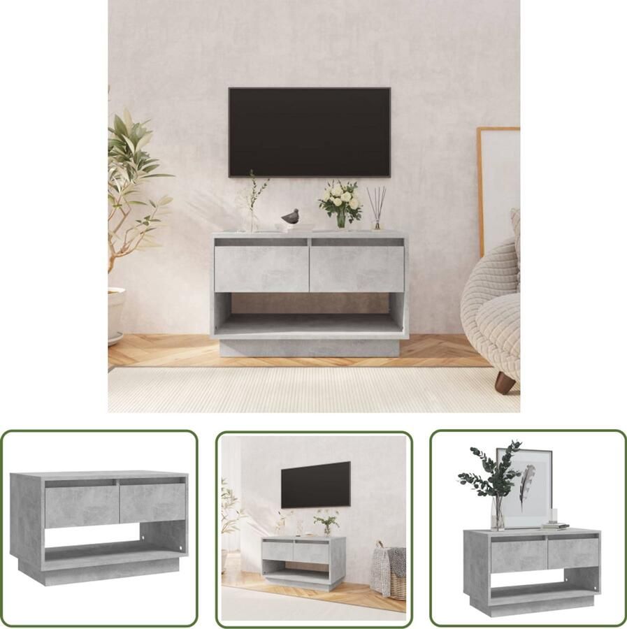 VidaXL Tv-meubel 70x41x44 cm Bewerkt hout Betongrijs Tv-meubel Televisiescherm Livingroom Meubilair Houten Tv-kast Grijze Tv-kast Media Kast Entertainment Center Bergruimte Decoratief Item Woonkamerdecoratie
