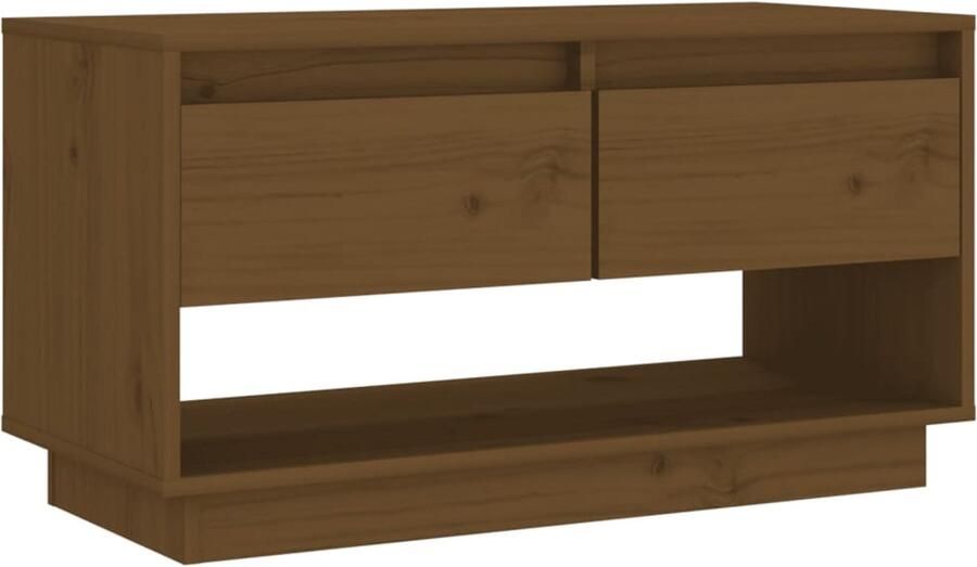 VidaXL Tv-meubel 74x34x40 cm Massief Grenenhout Tv Kast Houten Tv-meubel Zwevend Tv-meubel Salontafel Livingroom Meubels Grenoble Hout Bruine Tv-stand Televisie Tafel Interieur Design Landelijke Stijl - Foto 2