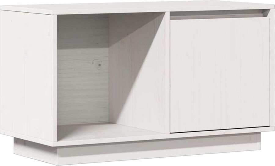 VidaXL Tv-meubel 74x35x44 cm Massief Grenenhout Wit Tv Kast Houten Tv Kast Grenenhouten Tv Kast Witte Tv Kast Salontafel Opbergruimte Display Functie Modern Tv Meubilair Scandinavische Stijl Landelijke Tv Kast