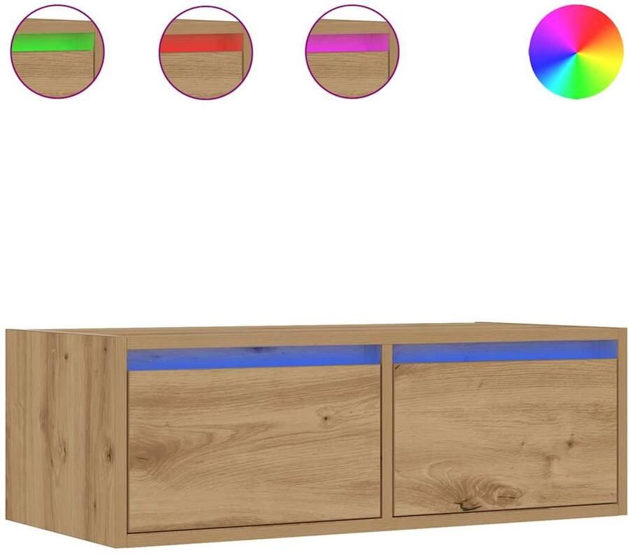 VidaXL Tv-meubel 75 cm LED-verlichting Eiken Tv-meubel Tv-kasten -Tv-standaard Tv-dressoir - Foto 2