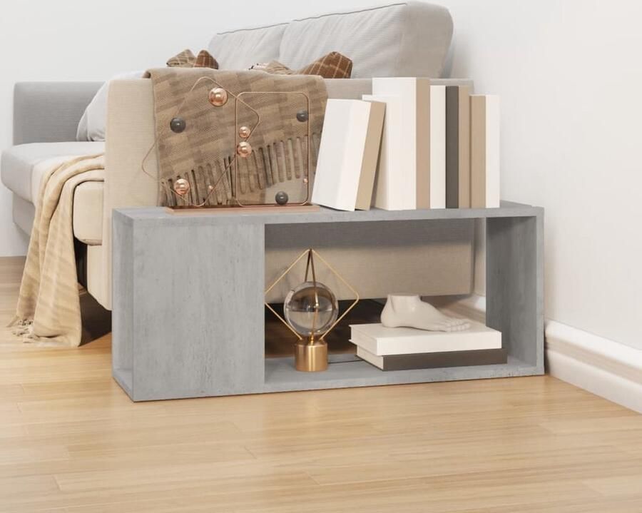 VidaXL Tv-meubel 80x24x32 cm Bewerkt hout Betongrijs Televisie Kast Tv Meubel Betongrijze Kast Houten Kast Salon Meubilair Living Room Furniture Opbergkast Media Kast Modern Design Scandinavische Stijl Compact Kast - Foto 2