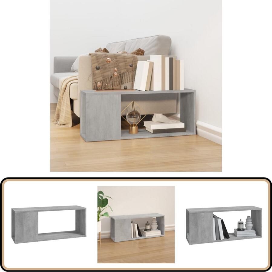 VidaXL Tv-meubel 80x24x32 cm Bewerkt hout Betongrijs Televisie Kast Tv Meubel Betongrijze Kast Houten Kast Salon Meubilair