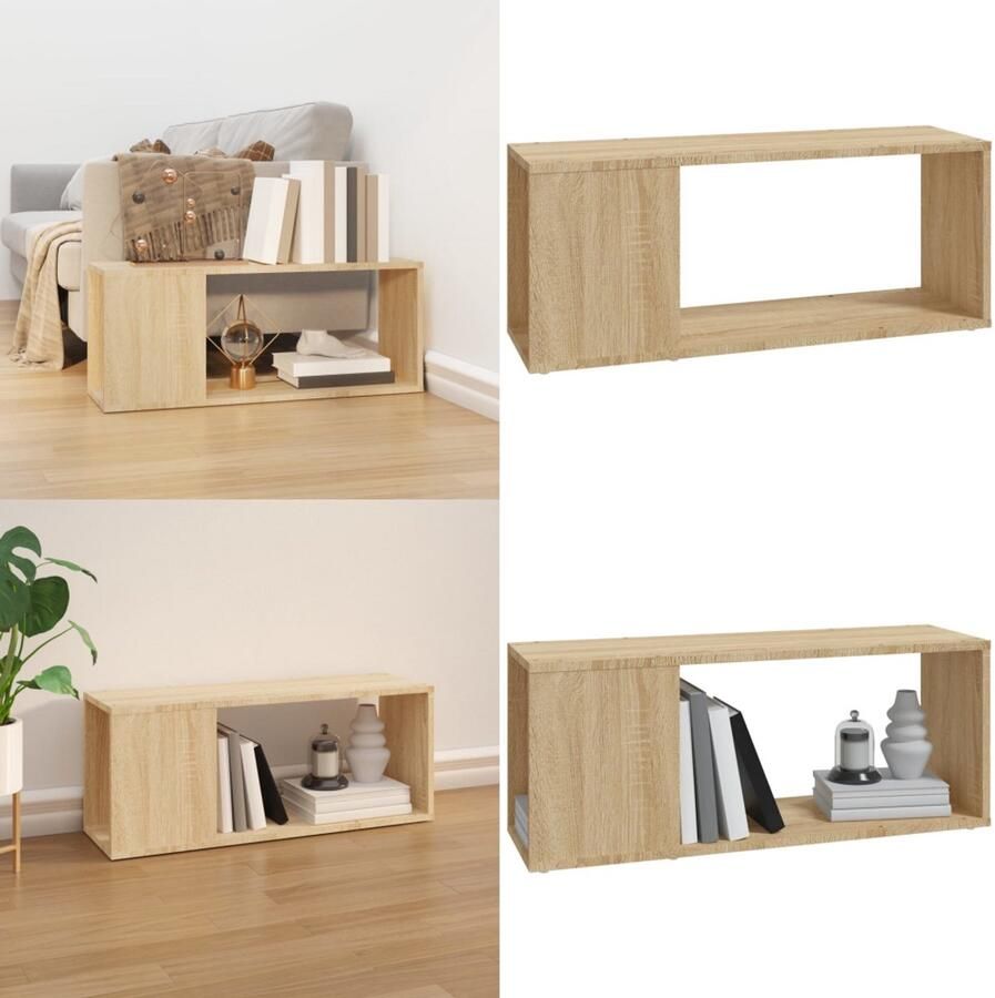 VidaXL Tv-meubel 80x24x32 cm bewerkt hout sonoma eikenkleurig Tv-meubel Tv-meubels Tv Meubel Tv Meubels