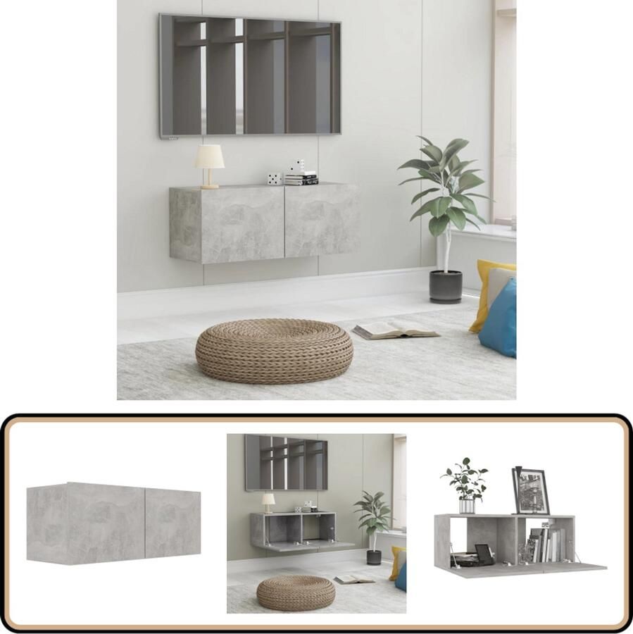 VidaXL Tv-meubel 80x30x30 cm Bewerkt hout Grijs Televisiescherm Tv Meubels Tv Kasten Media Kast Salontafel