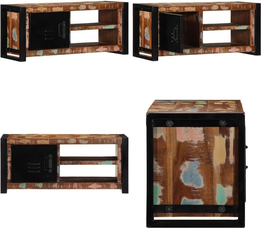 VidaXL Tv-meubel 80x30x35 cm massief gerecycled hout Tv-kast Tv-kasten Tv-standaard Tv-meubel