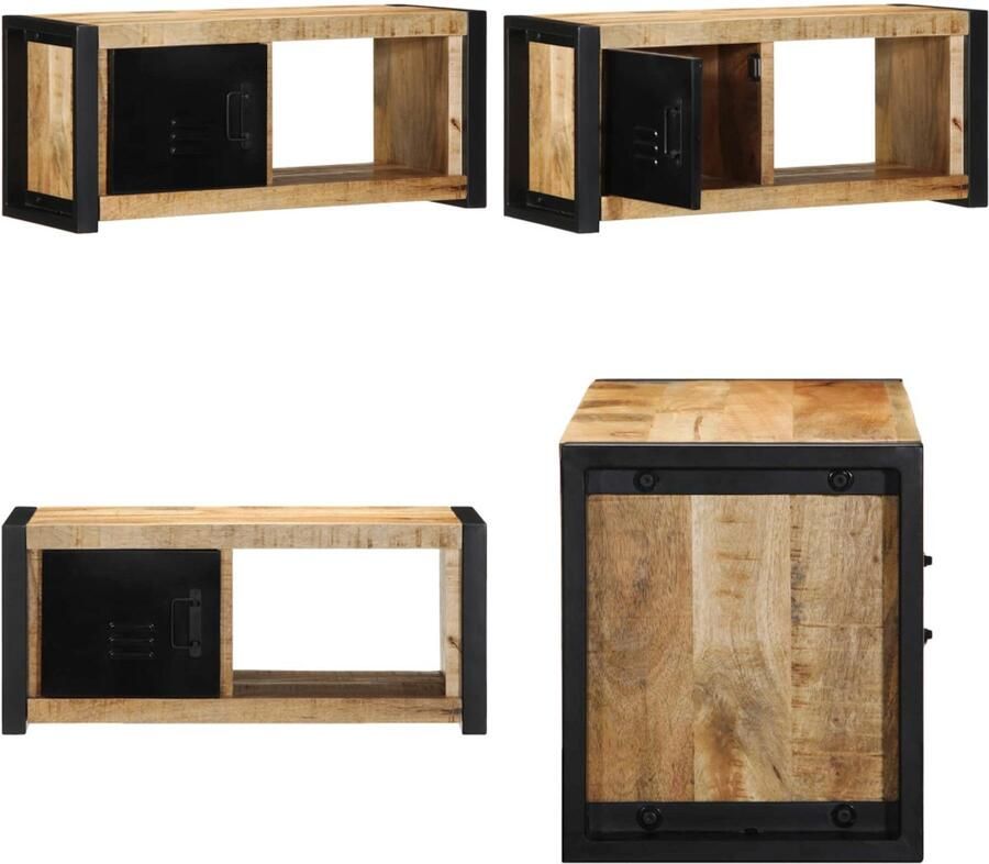 VidaXL Tv-meubel 80x30x35 cm massief ruw mangohout Tv-meubel Tv-kasten Tv-standaard Tv-meubel