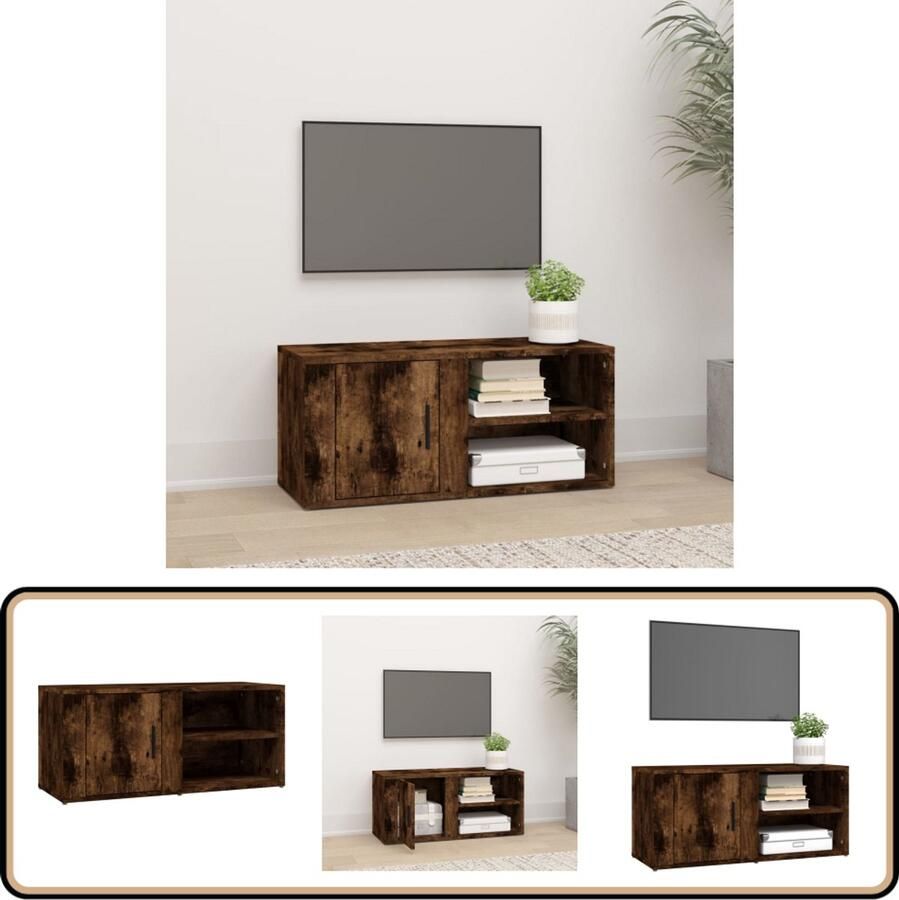 VidaXL Tv-meubel 80x31 5x36 cm Gerookt Eiken Kleur Tv Meubel Kast Houten Meubels Salontafel Woonkamerdecoratie - Foto 2