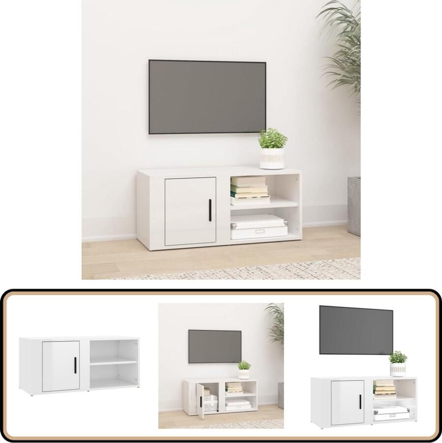 VidaXL Tv-meubel 80x31 5x36 cm Hoogglans Wit Tv Meubel Kast Houten Meubels Witte Meubelen Livingroom Furniture Salontafel