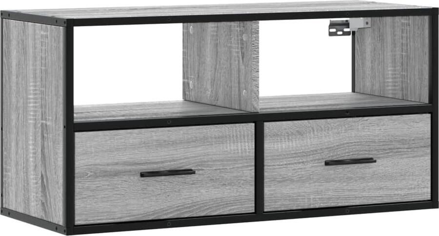VidaXL Tv-meubel 80x31x39 5 cm bewerkt hout metaal grijs sonoma eiken