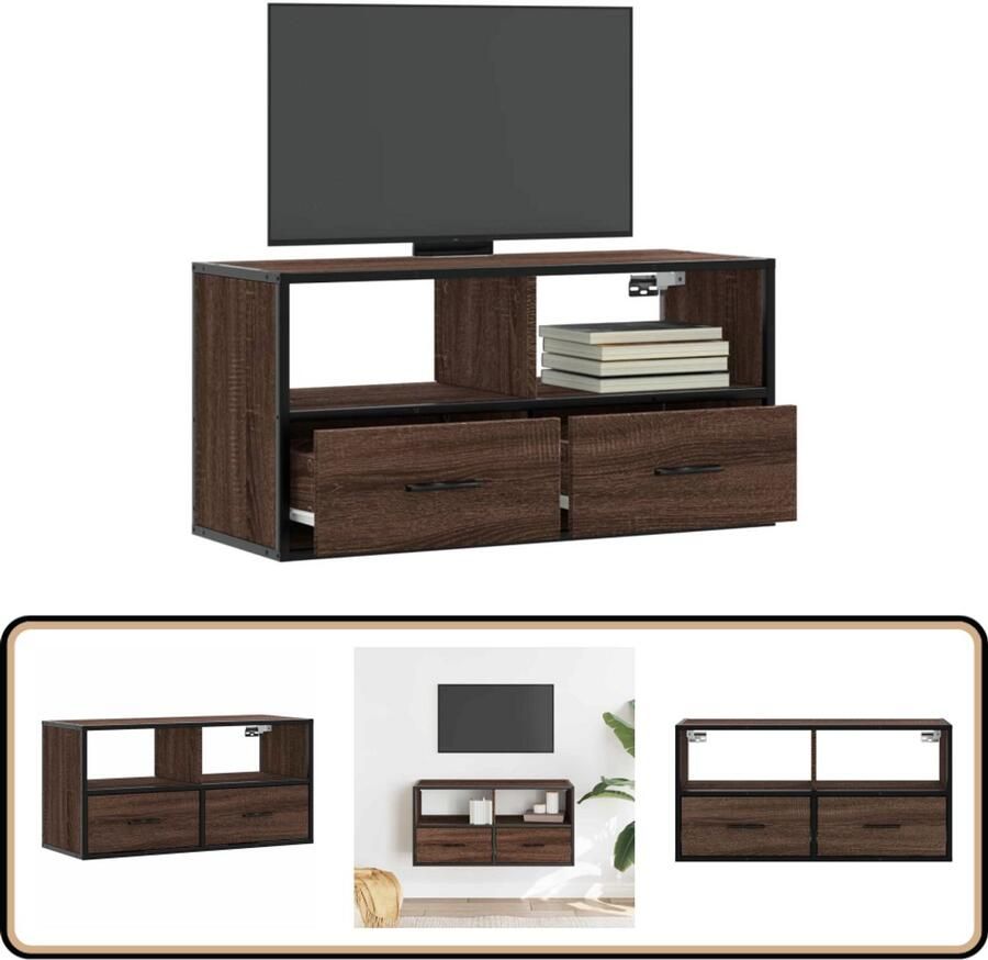 VidaXL Tv-meubel 80x31x39 5 cm bruin eikenhout Tv-meubel Salontafel Houten Tv-kast Compact Tv-meubel Modern Tv-meubel