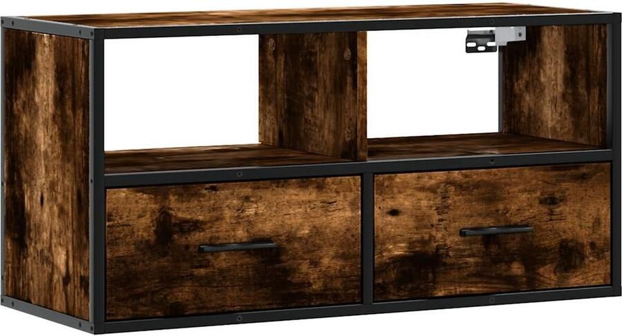 VidaXL Tv-meubel 80x31x39 5cm gerookt eiken Tv-meubel Salontafel Houten Tv-stand Compact Tv-meubel Rustieke Tv-kast