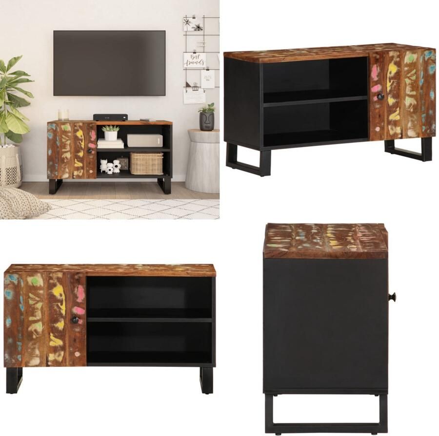 VidaXL Tv-meubel 80x33x46 cm massief hout gerecycled en bewerkt hout Tv-meubel Tv-meubelen Tv-standaard Televisiemeubel
