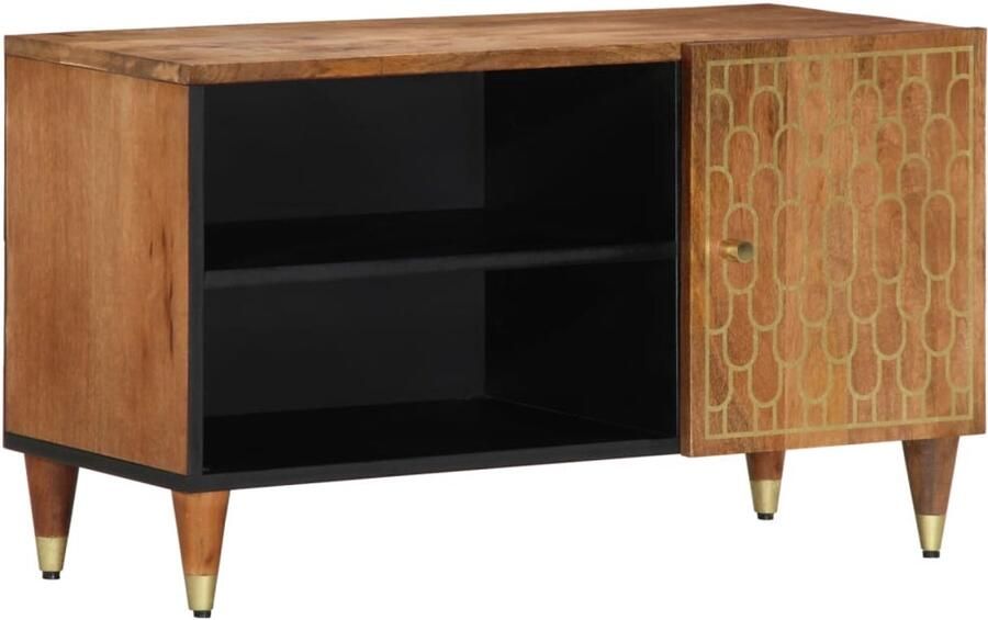 The Living Store Tv-meubel 80x33x46 cm massief mangohout Tv-meubel Retro Tv-meubel Mangohouten Tv-meubel Vintage Tv-stand Salontafel - Foto 2
