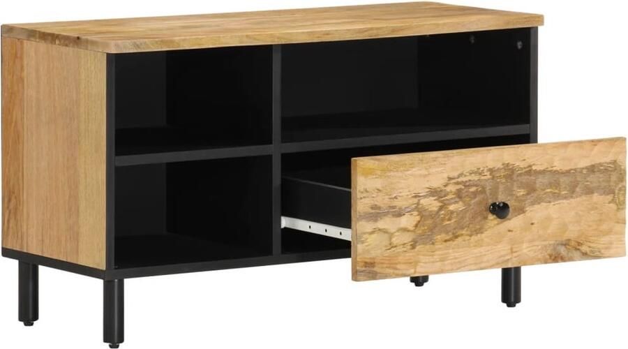 VidaXL Tv-meubel 80x33x46 cm Massief Mangohout Tv Kast Houten Tv Stand Salontafel Mango Wood Furniture Houten Meubilair