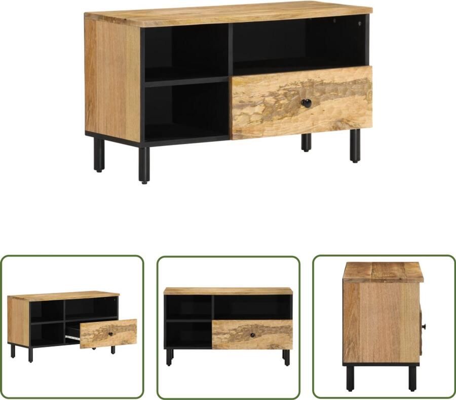 The Living Store Tv-meubel 80x33x46 cm massief mangohout Tv-meubel Mangohout Salontafel Kast Opbergruimte
