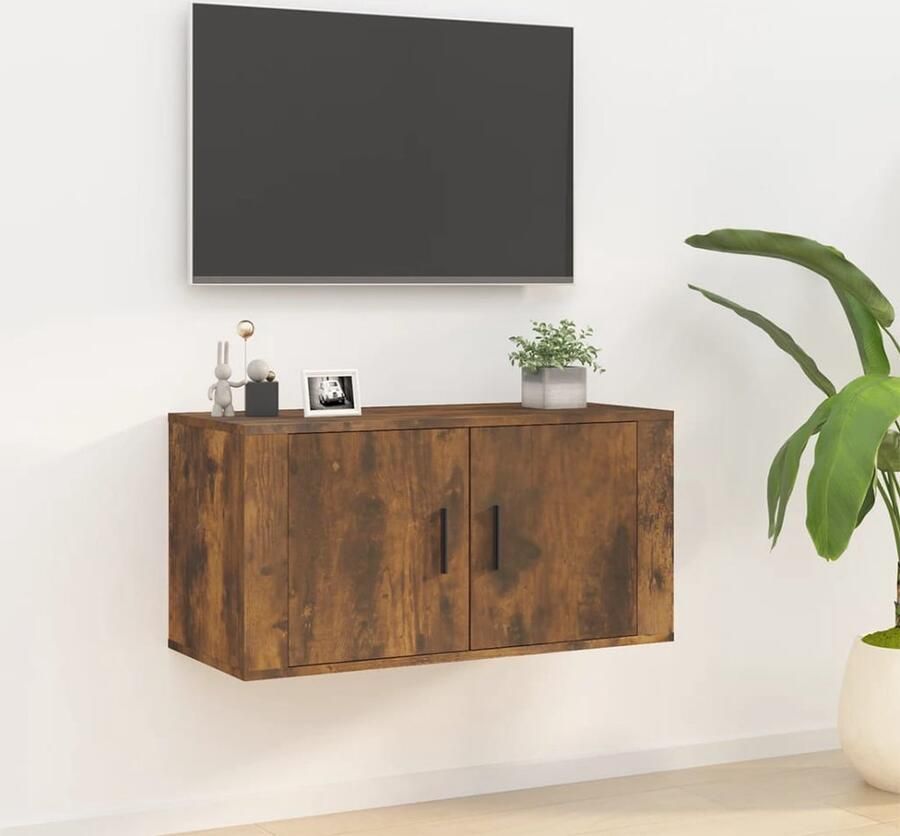 VidaXL Tv-meubel 80x34 5x40 cm gerookt eiken TV-meubel Wandmontage Houten TV Kast Bruine TV Stand Rustiek TV Meubilair Livingroom Furniture Salontafel - Foto 2