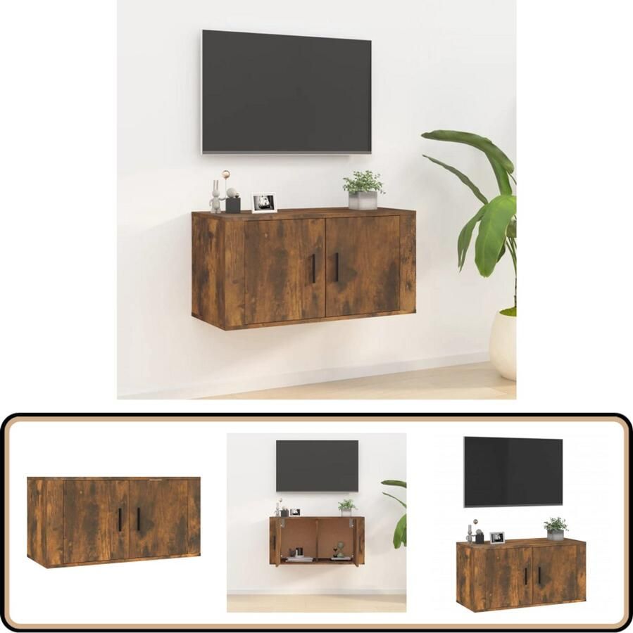 VidaXL Tv-meubel 80x34 5x40 cm gerookt eiken TV-meubel Wandmontage Houten TV Kast Bruine TV Stand Rustiek TV Meubilair Livingroom Furniture Salontafel