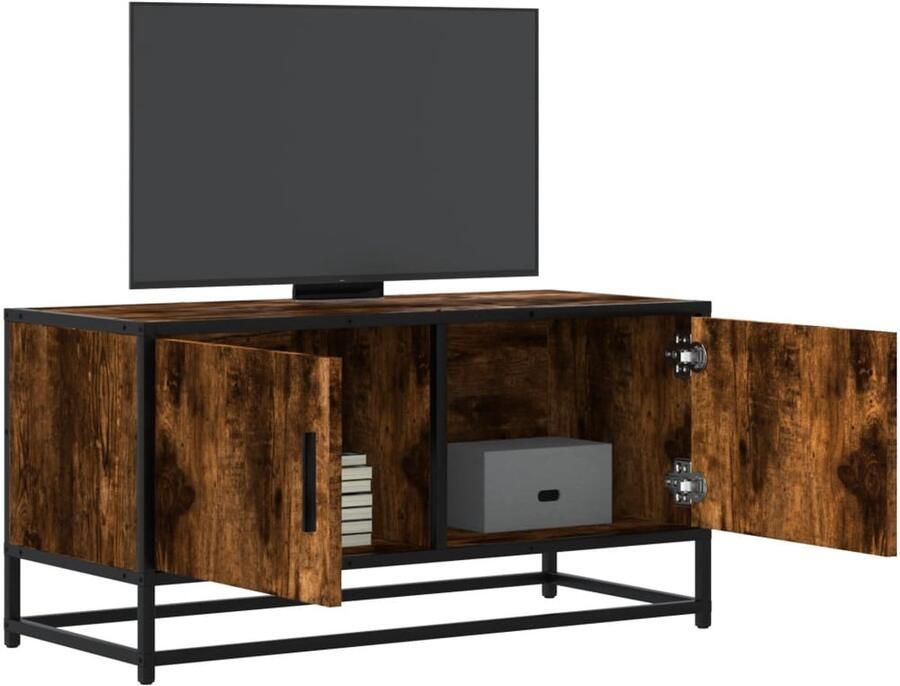 VidaXL Tv-meubel 80x34 5x40cm gerookt eiken Tv-meubel Salontafel Houten Tv-kast Industrieel Design Modern Tv-meubel