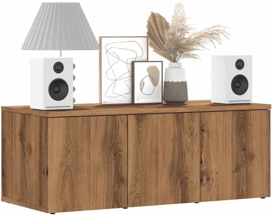 VidaXL Tv-meubel 80x34x30 cm Artisanaal Eiken Tv Meubel Tv Kast Houten Tv Stand Media Kast Salontafel