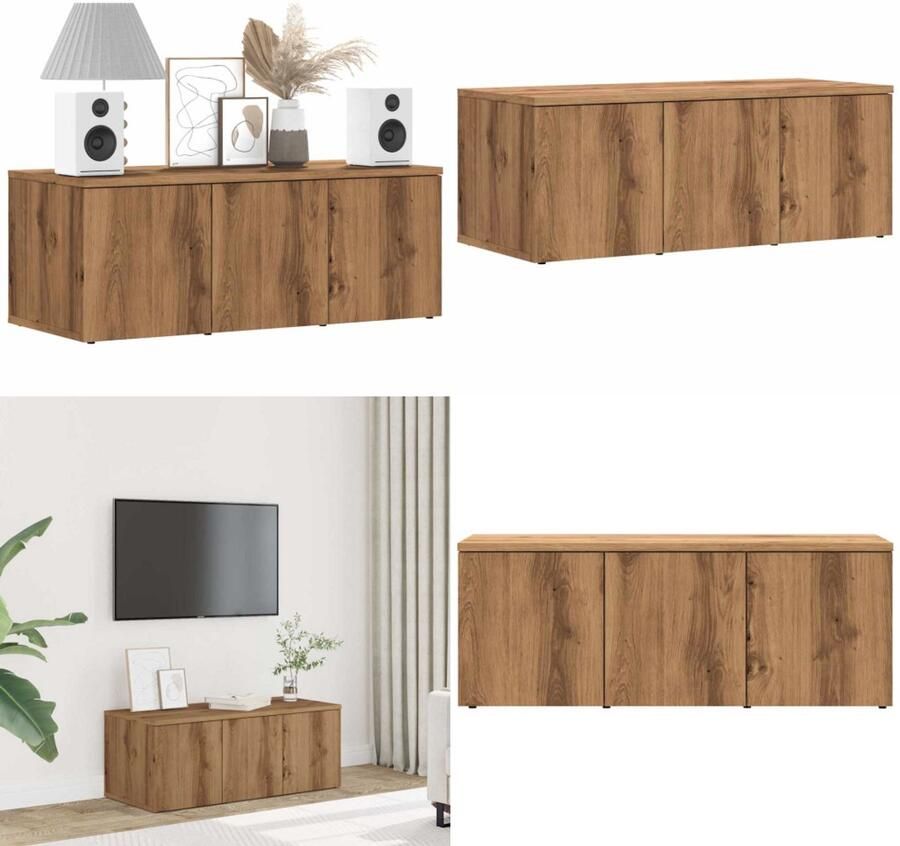 VidaXL Tv-meubel 80x34x30 cm bewerkt hout artisanaal eikenkleur Tv-meubel Tv-meubels Tv-kast Hifi-kast