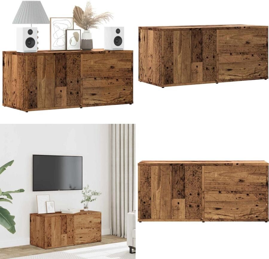 VidaXL Tv-meubel 80x34x35 5 cm bewerkt hout oud houtkleurig Tv-meubel Tv-meubels Tv-kast Hifi-kast